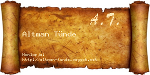 Altman Tünde névjegykártya
